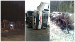 В Кировской области за один день перевернулись сразу три грузовика