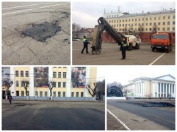 На Театральной площади в Кирове обновили асфальт
