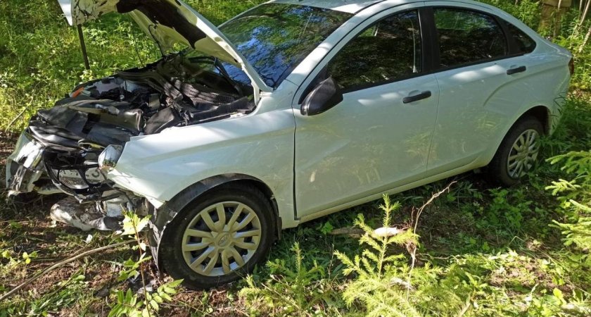 На трассе в Кировской области пьяный 72-летний водитель LADA Vesta въехал в дерево