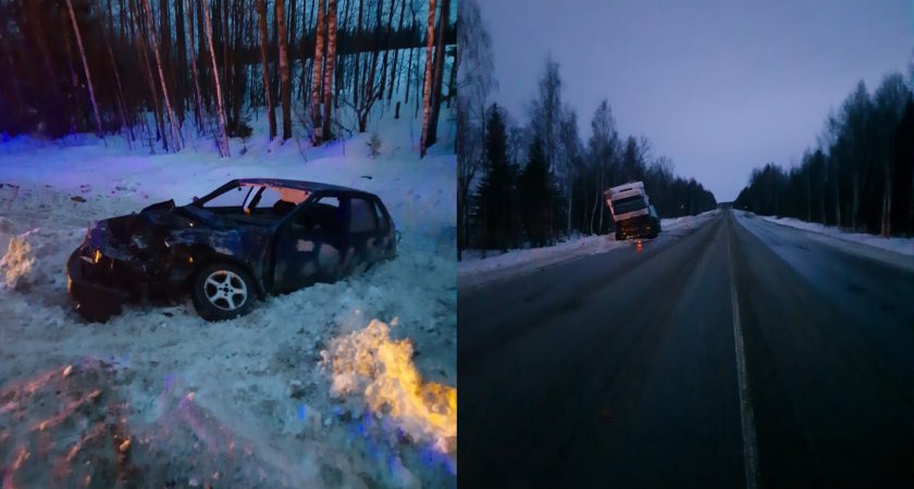 В Кировской области легковушка столкнулась с грузовиком: известно о трех пострадавших