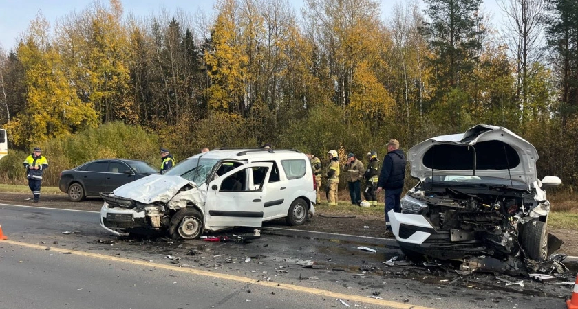 Фото к статье: В жестком ДТП под Кировом смяло три автомобиля