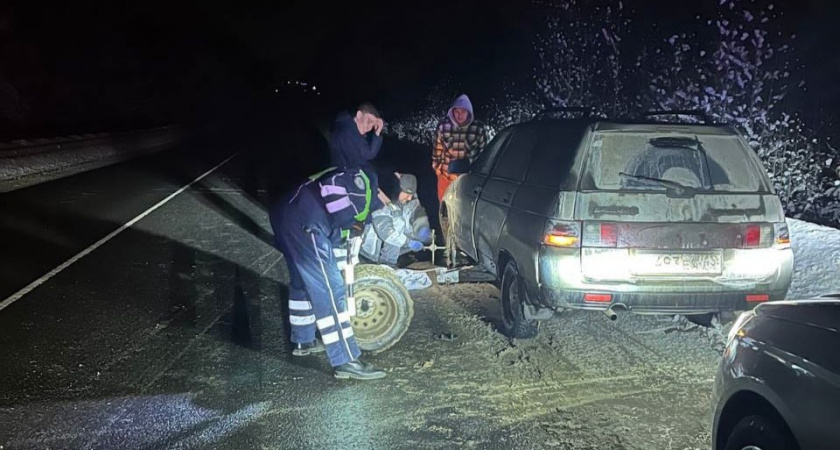В Орловском районе автоинспекторы помогли водителю, оставшемуся ночью без колеса