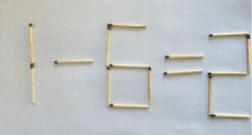 Докажите, что вы не "жертва ЕГЭ"! Решите головоломку со спичками: как сделать равенство "1-6=2" верным?