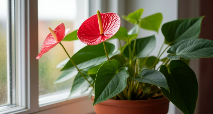 2 жменьки в горшок — и антуриум стреляет "алыми парусами" как из пушки: бутоны растут и днем, и ночью