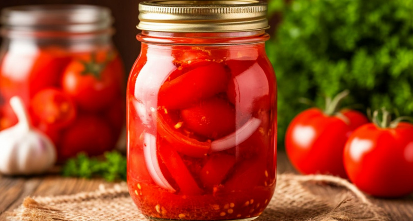 Маринованные помидорки с луком - самый идеальный вариант на зиму: домочадцы за один присест съедают по 2 банки