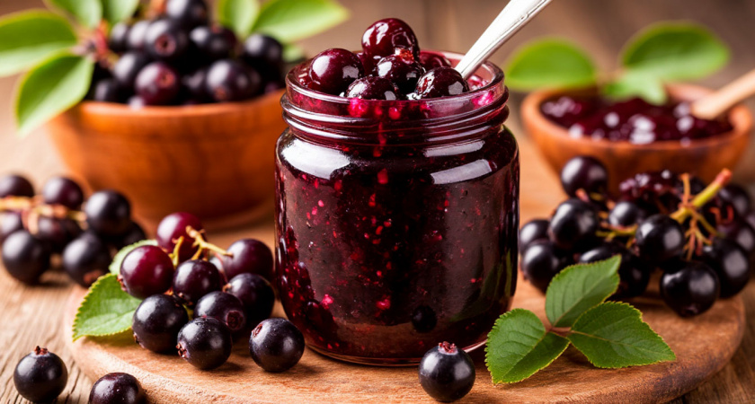 За 20 минут сварила джем из черноплодной рябины - к желатину не притронулась: всю зиму едим с хлебом, блинами и мясом