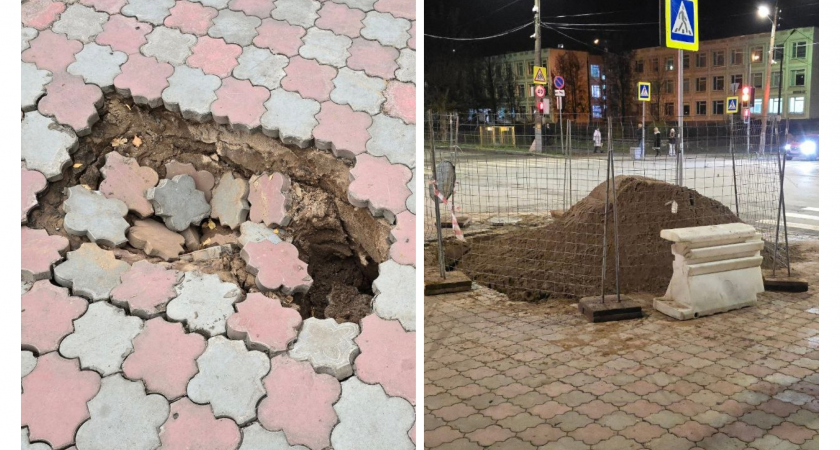 Провал на улице Морозовской обещают заделать до конца октября 
