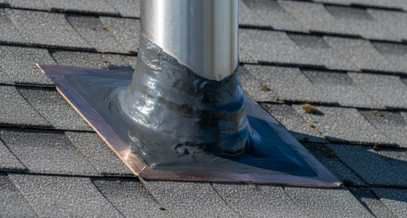 Герметизация на века: смешал 2 компонента и заделал отверстие вокруг дымохода в кровле — результат удивил