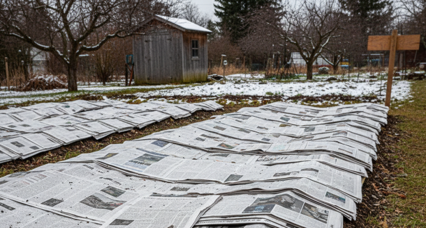 Сосед на зиму раскладывает газеты на грядки: весной почва живая, сорняки исчезли - увидел и делаю также
