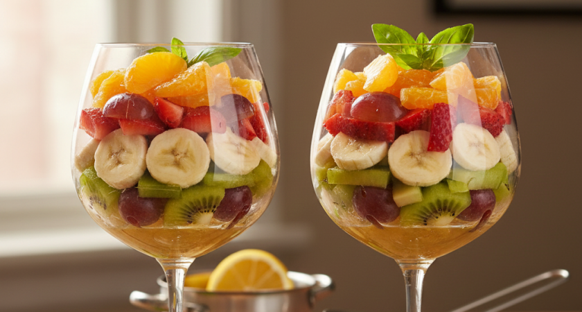 Сделала фруктовый салатик из кулинарного журнала - съели за вечер: буду готовить на Новый год