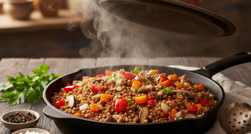 Теперь гречку готовлю только так и больше не варю ее отдельно в кастрюле: очень просто, быстро и вкусно