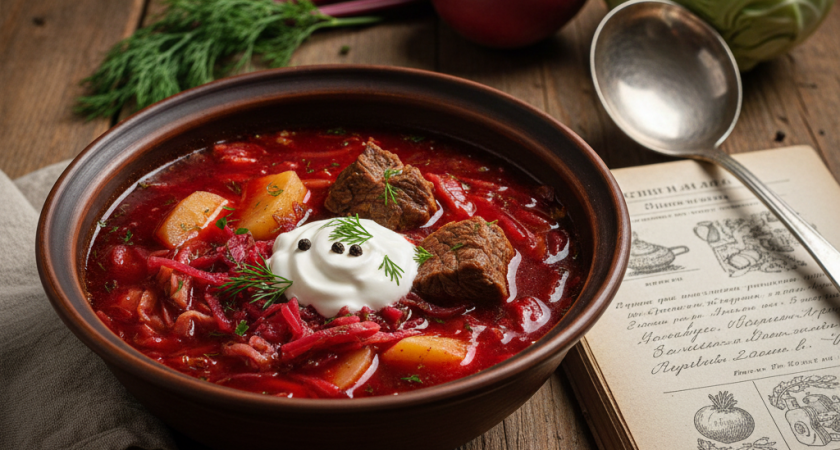 Как варят настоящий борщ, а не суп со свеклой: нашла рецепт в книге 1952 года. Есть 2 тонкости: от них зависит вкус и рубиновый цвет