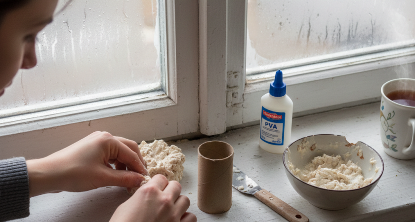 Беру рулон туалетной бумаги - и из окон не дует даже в -40. Подоконник весь сезон теплый