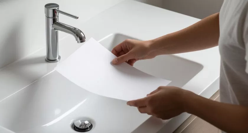 Уезжая из дома надолго, всегда кладу лист бумаги в раковину и не спускаю воду в унитазе - вот для чего это нужно