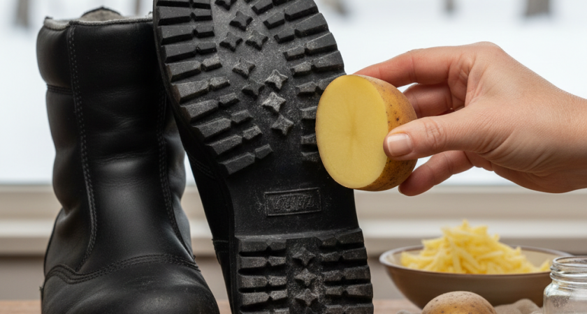 Натираю ботинки этим овощем и на льду не скольжу, не падаю - зимой хожу смело, как по красной дорожке