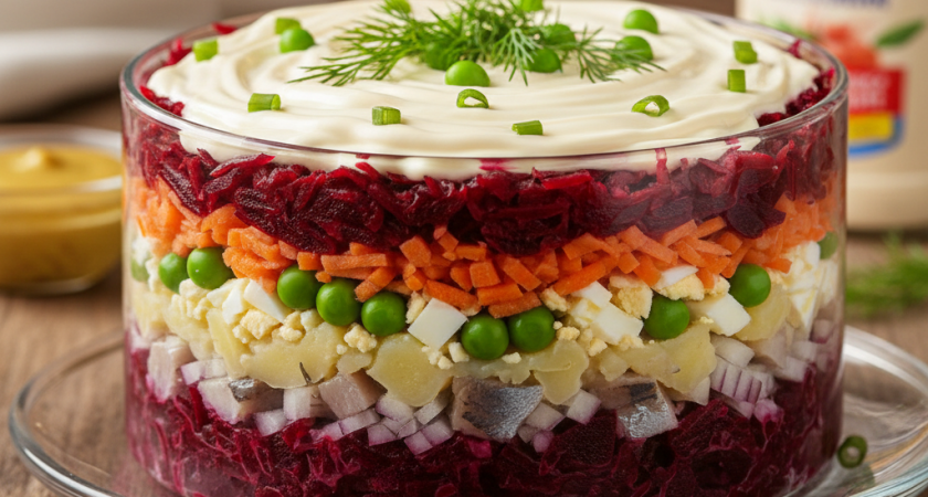 Первая не селедка и не картошка: как правильно чередовать слои в салате "Сельдь под шубой" - получается еще вкуснее