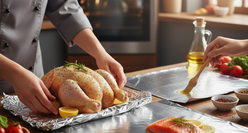 Повар поставил точку в вопросе: как правильно пользоваться фольгой при запекании - матовой или блестящей стороной