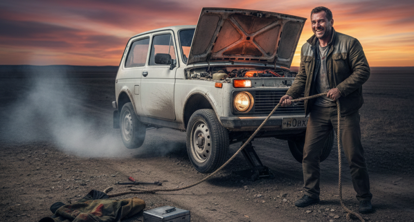 Солдатский способ запустить мотор с севшим аккумулятором - в любом месте, даже в глуши, где вокруг ни души