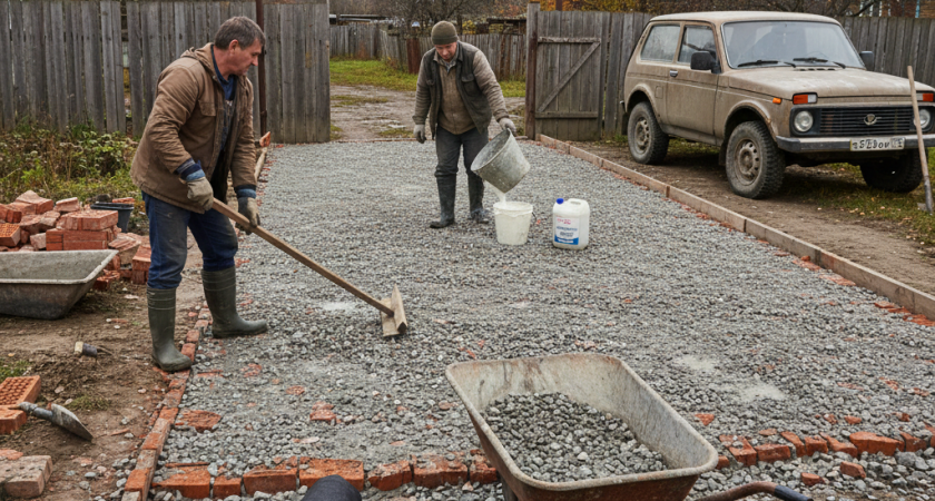 Залил площадку перед воротами в 2 раза дешевле асфальта: показываю 2 рабочих способа