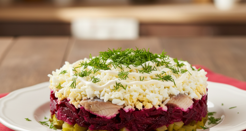Вкуснейший салат из свеклы и консервов - идеально и для простого ужина, и для праздничного стола. За уши не оттащишь