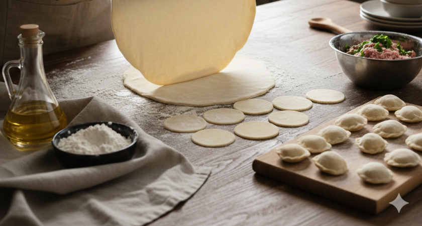 3 хитрости для теста на пельмени - получается тонкое и легкое, словно пух. Вкусно и красиво