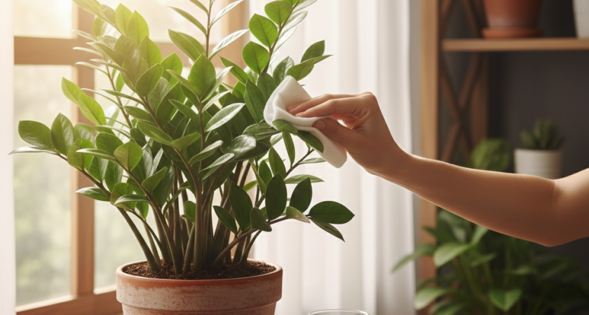 Раз в месяц протирайте замиокулькас продуктом с кухни: цветок порадует новыми листьями - а деньги потекут рекой