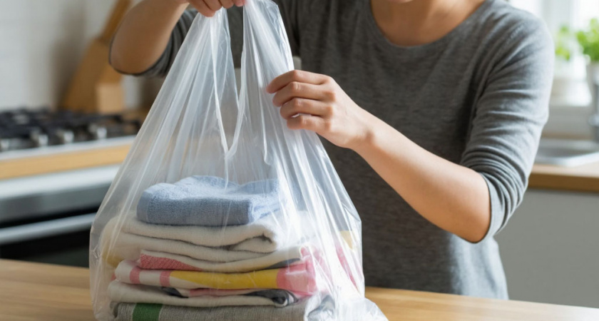 Перестала стирать кухонные полотенца: вот как чищу их за 5 минут — в пакете. Как новые и приятно пахнут