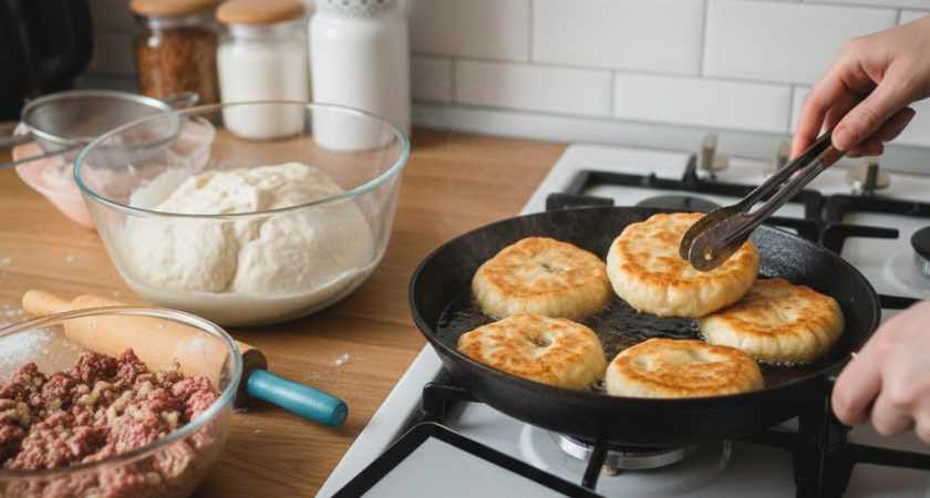 Смешиваю стакан кефира и фарш: на выходе получаю гору вкуснейших ленивых беляшей