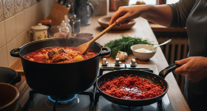 Первое правило "зажарки" для борща: чтобы сварить не свекольные щи, а настоящий борщ - советы от шеф-поваров