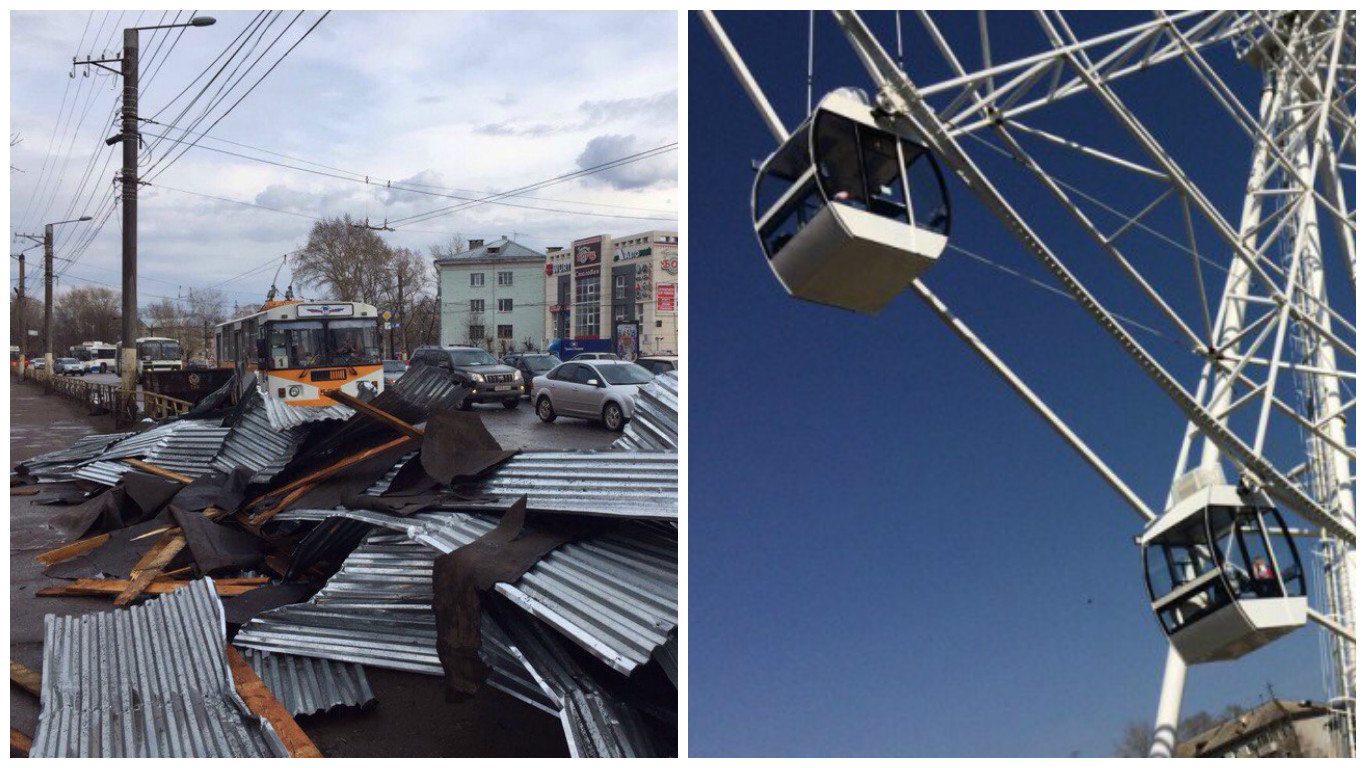 Что обсуждают в Кирове: ураган и остановившееся колесо обозрения