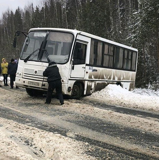 В Кировской области рейсовый автобус вылетел в кювет