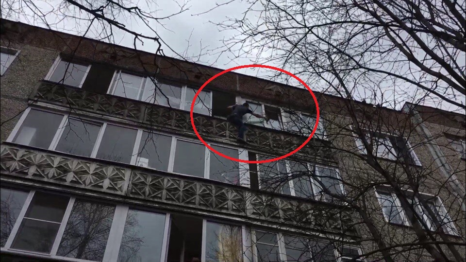 Кировчанин, рискуя жизнью, спас котенка на высоте 5 этажа