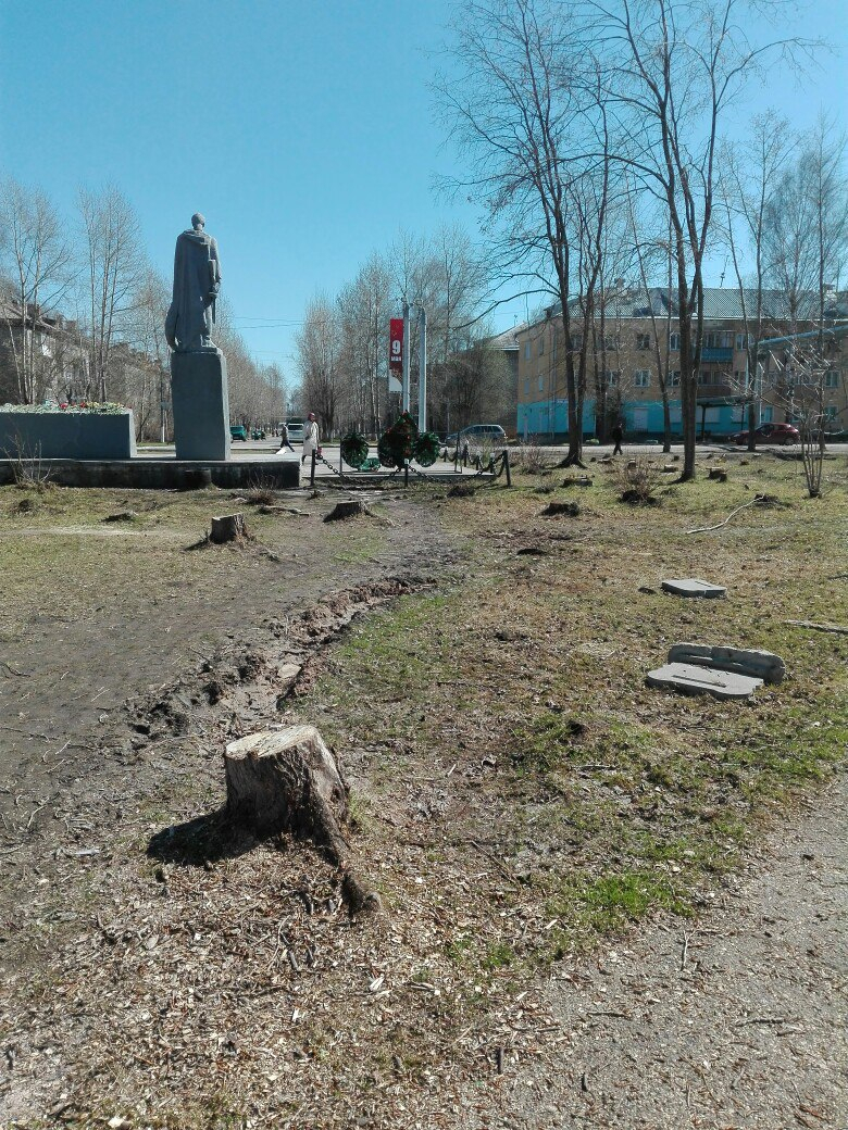 В Лянгасово вырубили аллею у памятника героям ВОВ