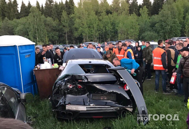Появилось видео аварии с Nissan GT-R во время гонок в Кирове