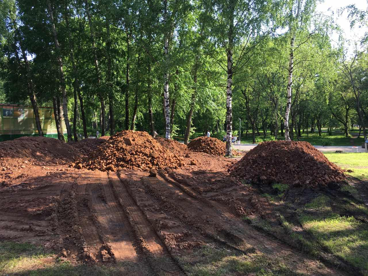 В парке имени Кирова начали рыть землю и вырубать деревья