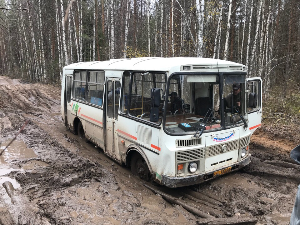 Видео: в Кировской области рейсовые автобусы тонут в грязи