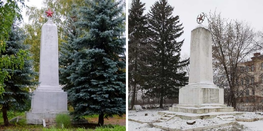 Новогодний лайфхак: в Нолинске срубили голубые ели у памятника героям, чтобы украсить районы города