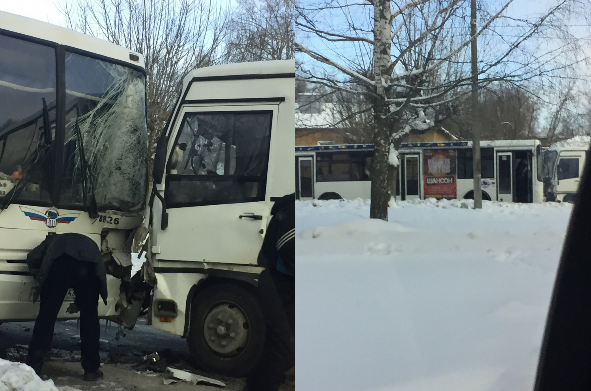 Дорога перекрыта: у Северной больницы произошло лобовое столкновение двух автобусов