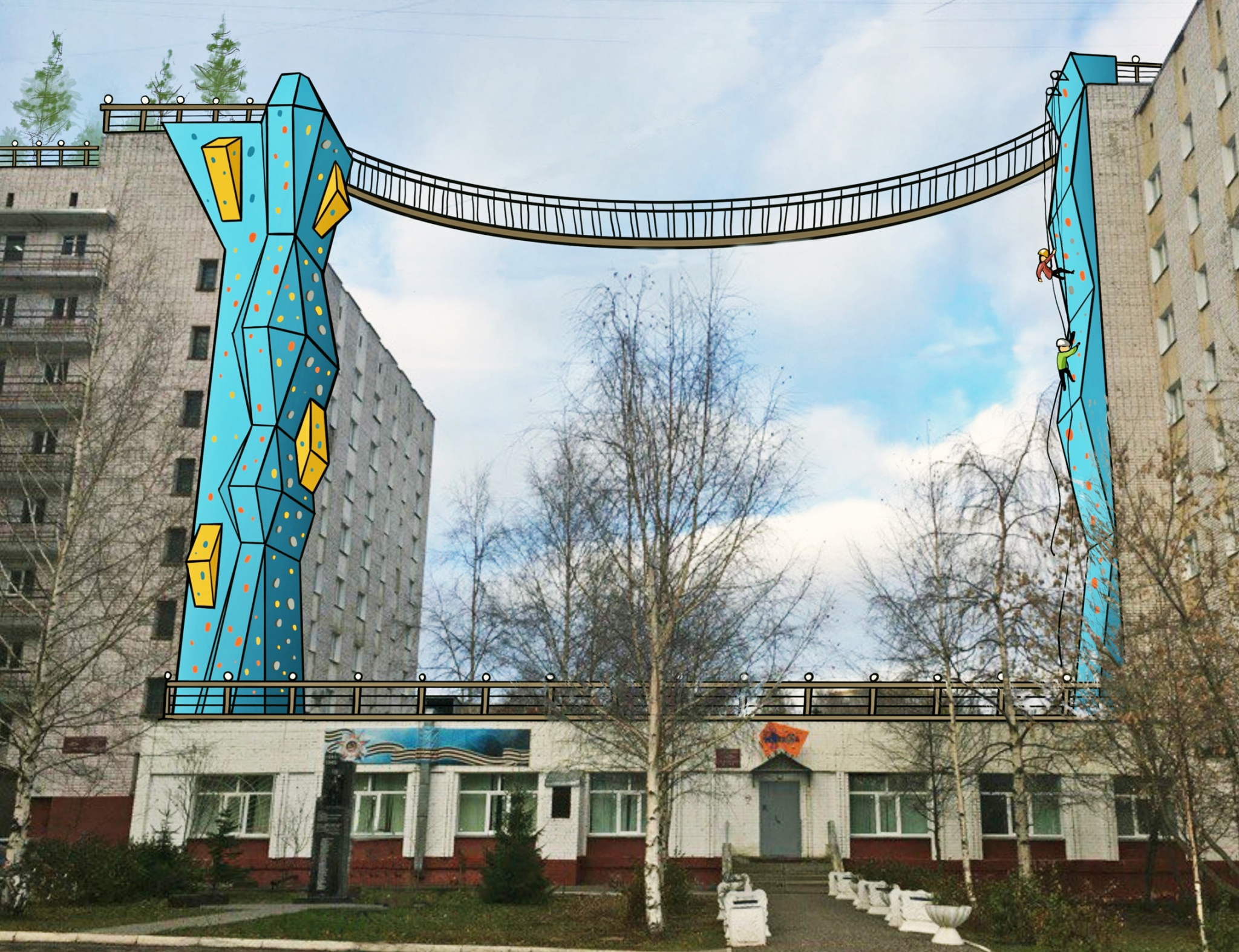 Авторы идеи рассказали о скалодроме, который хотят построят на стенах общежития ВятГУ