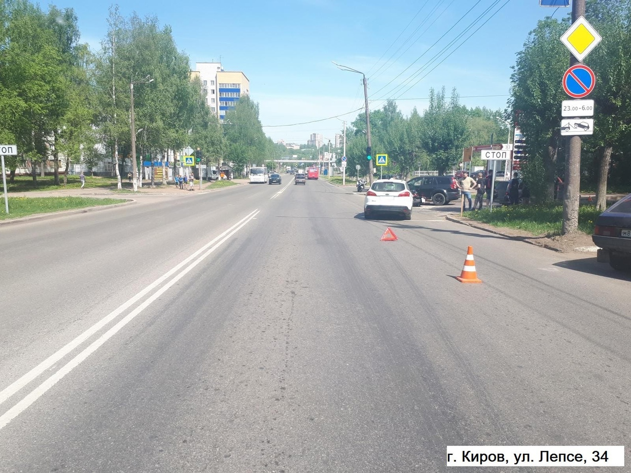В Кирове произошло массовое ДТП с участием мотоциклиста