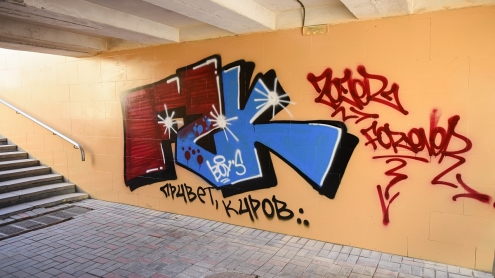 В Кирове на покрашенных стенах подземных переходов снова появились граффити
