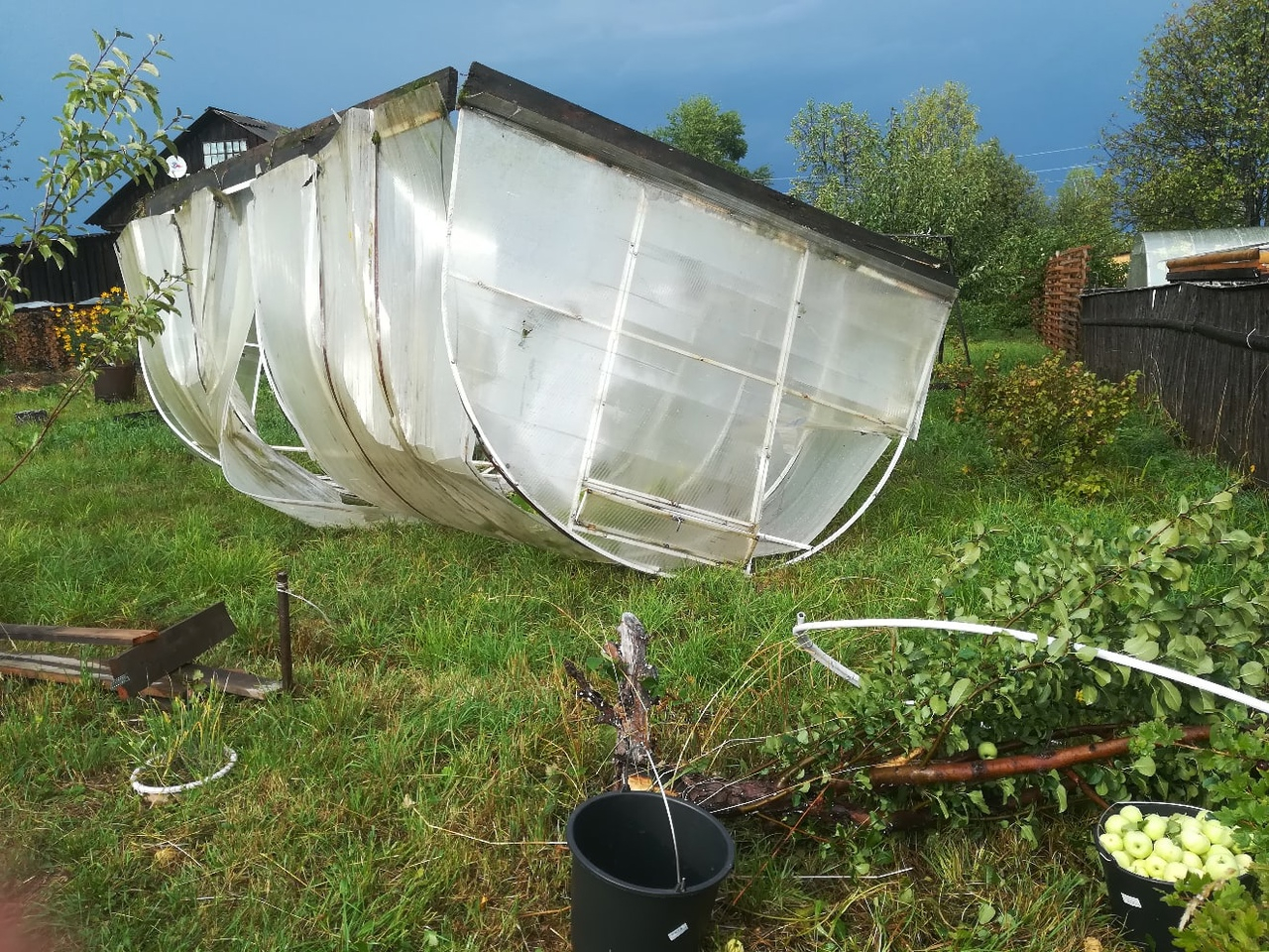 В Кировской области ураганный ветер переворачивал теплицы и ломал деревья