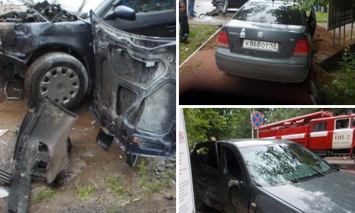 В Кировской области столкнулись две иномарки: от удара одна из них вспыхнула