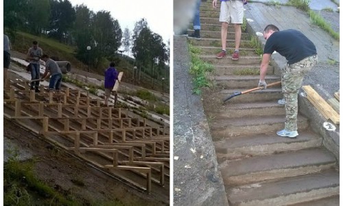 В Кирове на берегу Вятки начали устанавливать скамейки-тумбы