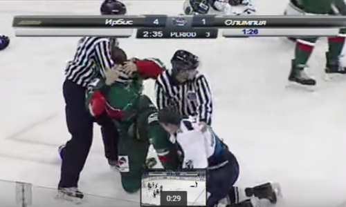 Видео: на матче чепецкой «Олимпии» хоккеисты устроили массовую драку