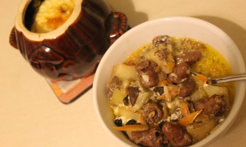 Что на ужин? Жаркое из куриных сердечек