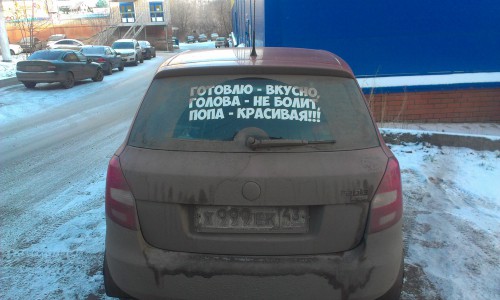 В Кирове девушки клеят на задние стекла своих авто необычные послания