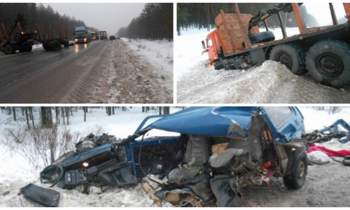 На трассе в Кировской области КамАЗ снес «Ниву»: двое пострадавших