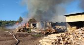 В Кировской области сильный пожар уничтожил действующую пилораму