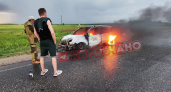 На трассе в Кировской области вспыхнула машина
